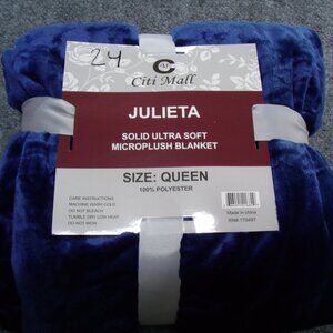 Citi Mall  Julieta solid ultra soft microplush blanket  navy blue  queen size